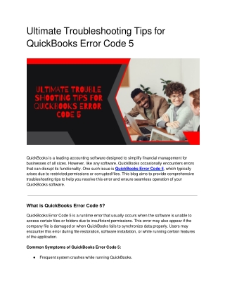 Ultimate Troubleshooting Tips for QuickBooks Error Code 5