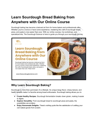 Learn Sourdough Bread Baking from Anywhere with Our Online Course