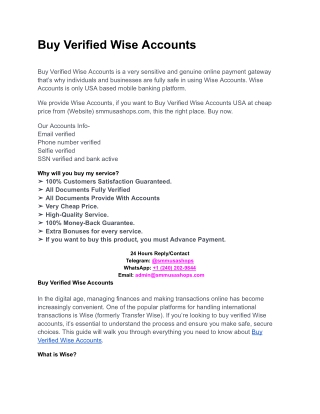 Buy Verified Wise Accounts