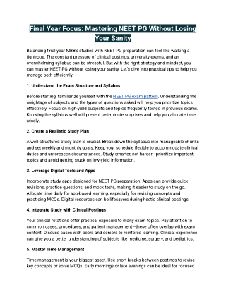 Final Year Focus_ Mastering NEET PG Without Losing Your Sanity