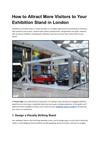 How to Attract More Visitors to Your Exhibition Stand in London