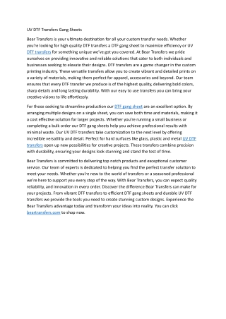 UV DTF Transfers Gang Sheets