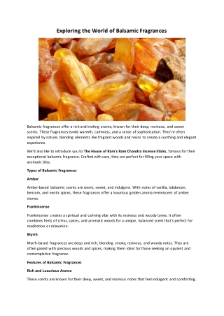 Exploring the World of Balsamic Fragrances