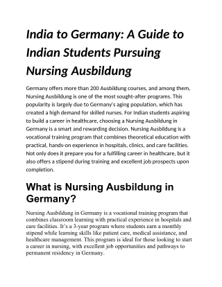 Ausbildung in Germany consultant in Delhi.