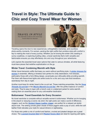 Travel in Style_ The Ultimate Guide to Chic and Cozy Travel Wear for Women
