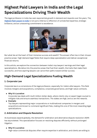 Highest Paid Lawyers in India and the Legal Specializations Driving Their Wealth