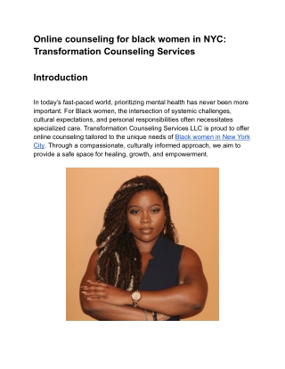 Online counseling for black women in NYC