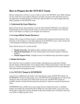 How DumpsBoss NCP-EUC Dumps Ensure Your Exam Success