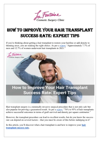 How to Improve Your Hair Transplant Success Rate: Expert Tips