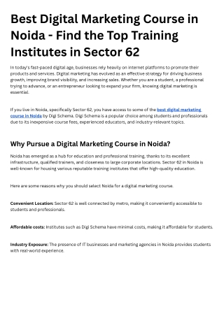 Best Digital Marketing Course in Noida - Find the Top Training Institutes in Sector 62