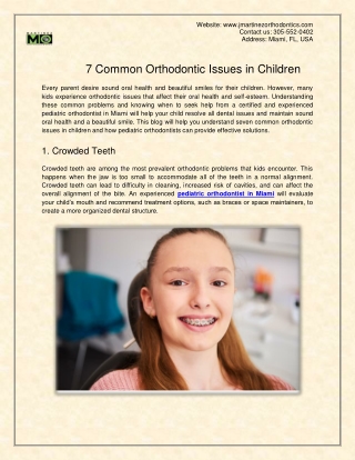 7 Common Orthodontic Issues in Children