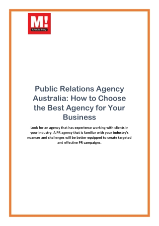 Public Relations Agency Australia: How to Choose the Best Agency for Your Busine