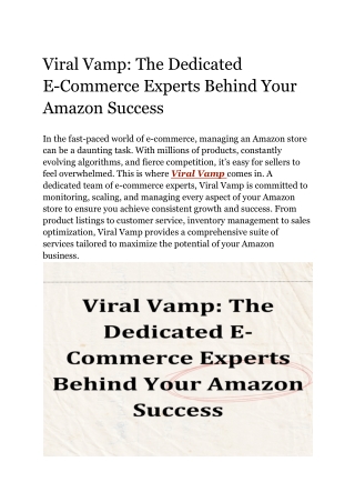Viral Vamp_ The Dedicated E-Commerce Experts Behind Your Amazon Success