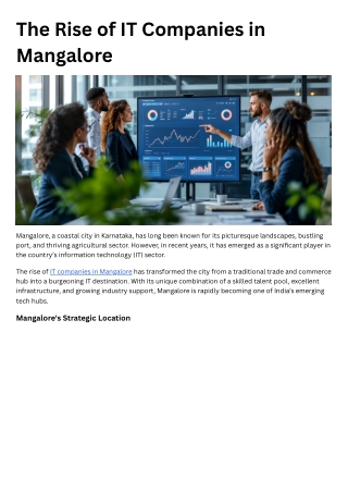 The Rise of IT Companies in Mangalore