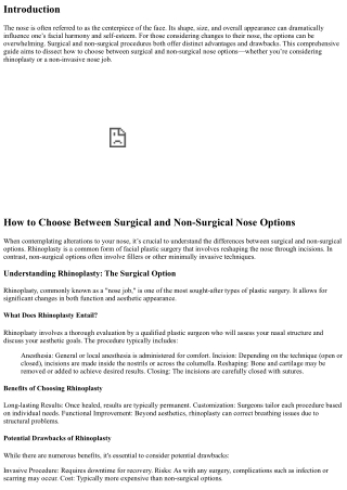 How to Choose Between Surgical and Non-Surgical Nose Options