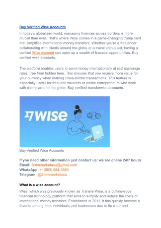 3 Top Sites To Buy Verified Wise Accounts2024 & 2025