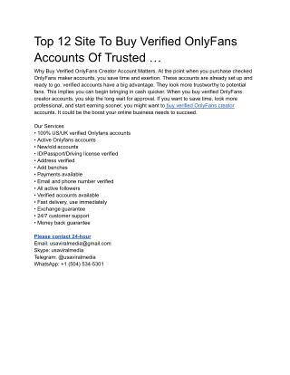 Top 12 Site To Buy Verified OnlyFans Accounts Of Trusted ...