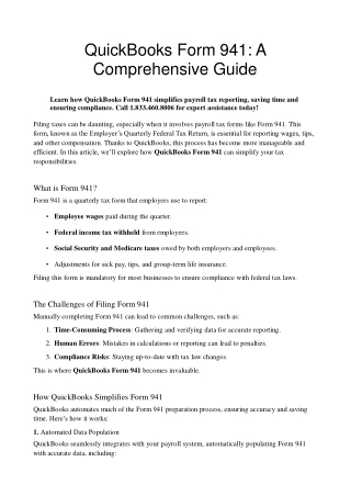 QuickBooks Form 941 A Comprehensive Guide