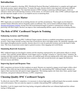 Aiming for Success: Mastering IPSC Cardboard Targets