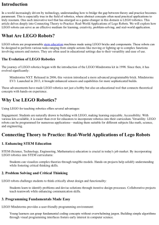 “Connecting Theory to Practice: Real-World Applications of Lego Robots”