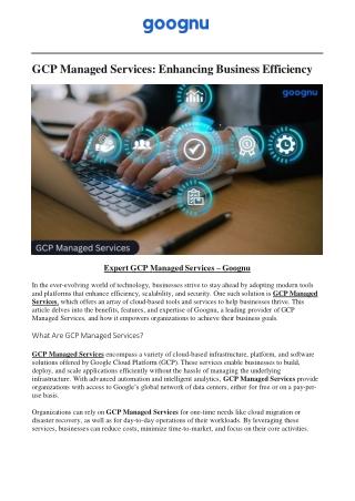 Expert GCP Managed Services – Goognu