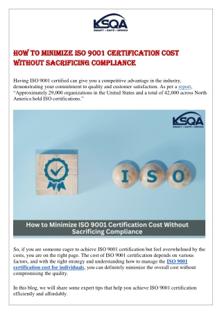 How to Minimize ISO 9001 Certification Cost Without Sacrificing Compliance