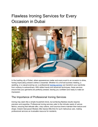 Flawless Ironing Services for Every Occasion in Dubai