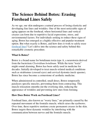 The Science Behind Botox: Erasing Forehead Lines Safely