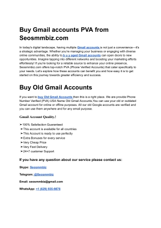 Buy Old Gmail Accounts Fast, Safe & Trusted Service