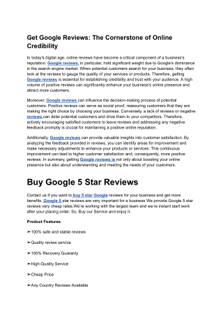 Buy Google 5 Star Reviews Fast, Safe & Trusted Service
