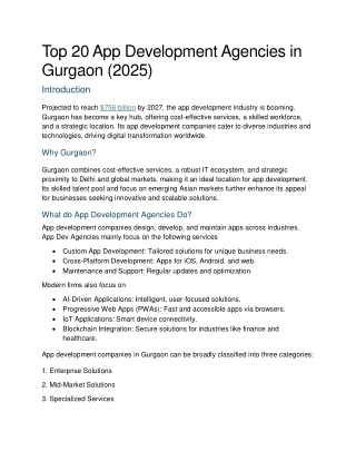 Top 20  App Development Companies in Gurgaon (2025)