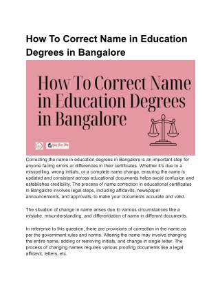 How To Correct Name in Education Degrees in Bangalore