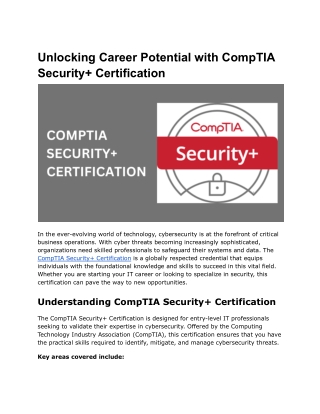 Unlocking Career Potential with CompTIA Security  Certification