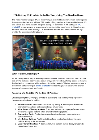 Trusted IPL Betting ID Provider in India