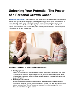 Unlocking Your Potential: The Power of a Personal Growth Coach
