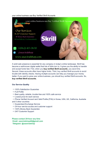 your online business usa Buy Verified Skrill Accounts