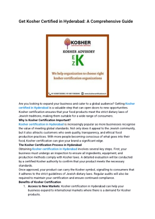 Get Kosher Certified in Hyderabad