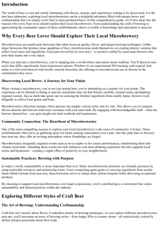 “Why Every Beer Lover Should Explore Their Local Microbrewery”