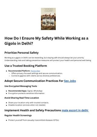 How Do I Ensure My Safety While Working as a Gigolo in Delhi