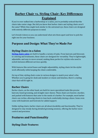 Styling Chairs for Salons: Comfort Meets Elegance