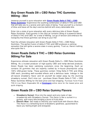 Buy Green Roads D9   CBD Relax THC Gummies 900mg