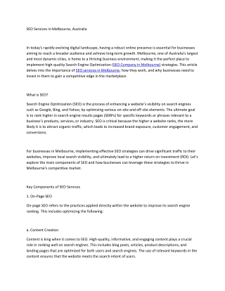 SEO Services in Melbourne