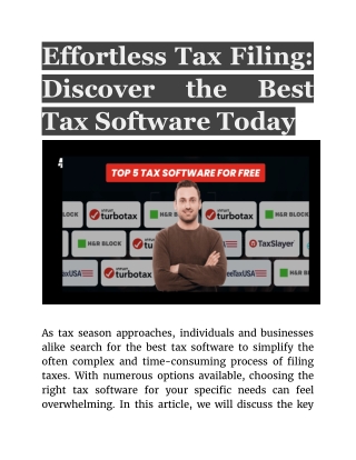 Effortless Tax Filing_ Discover the Best Tax Software Today