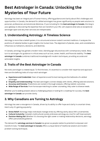 Best Astrologer in Canada