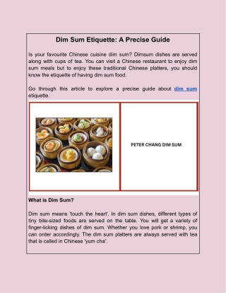 Dim Sum Etiquette: A Precise Guide