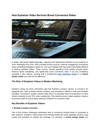 How Explainer Video Services Boost Conversion Rates
