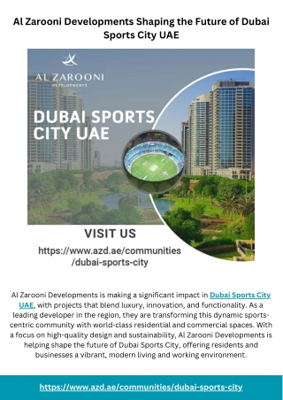 Al Zarooni Developments Shaping the Future of Dubai Sports City UAE