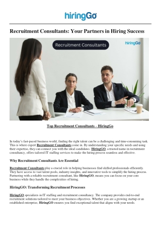 Top Recruitment Consultants - HiringGo