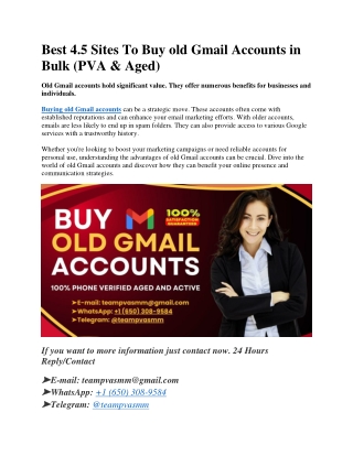Best 4.5 Sites To Buy old Gmail Accounts in Bulk (PVA & Aged)