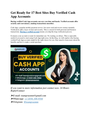 Get Ready for 17 Best Sites Buy Verified Cash App Accounts